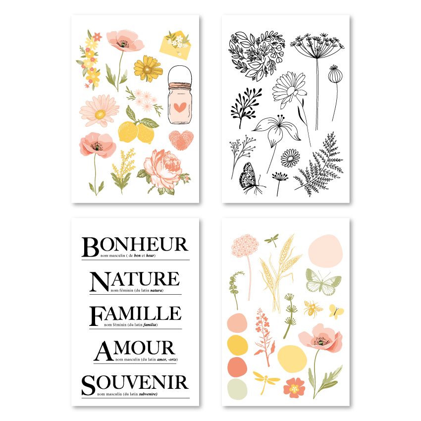 4 hojas de pegatinas de Farandole de marca Florileges Design
