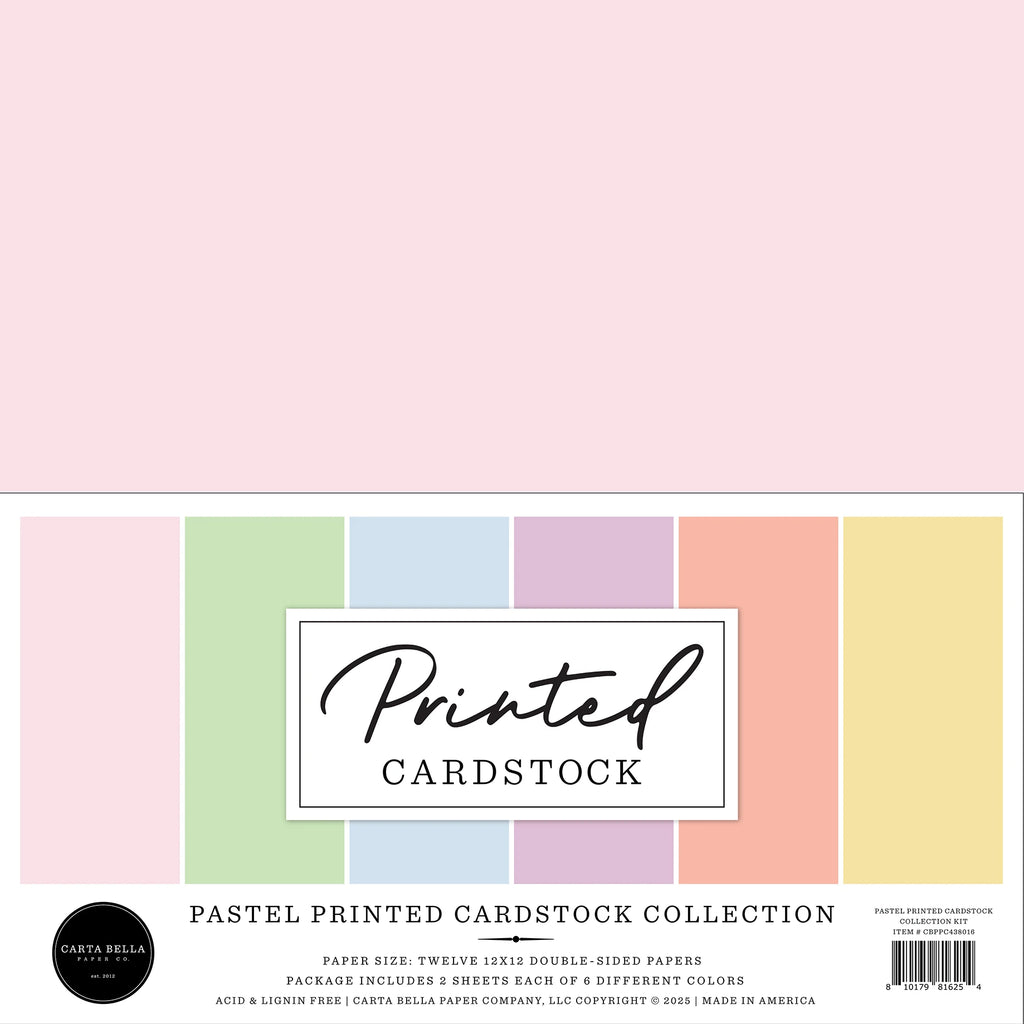 Paquete de cartulinas estampadas en tonos pastel, Cardstock, Echo Park, Carta Bella