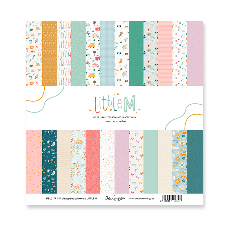 Kit de 12 papeles estampados a doble cara 30,5x30,5 cm LITTLE M
