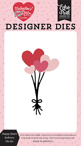 Juego de troqueles pequeños con globos de corazones felices, Collection Valentine´s day, Echo Park