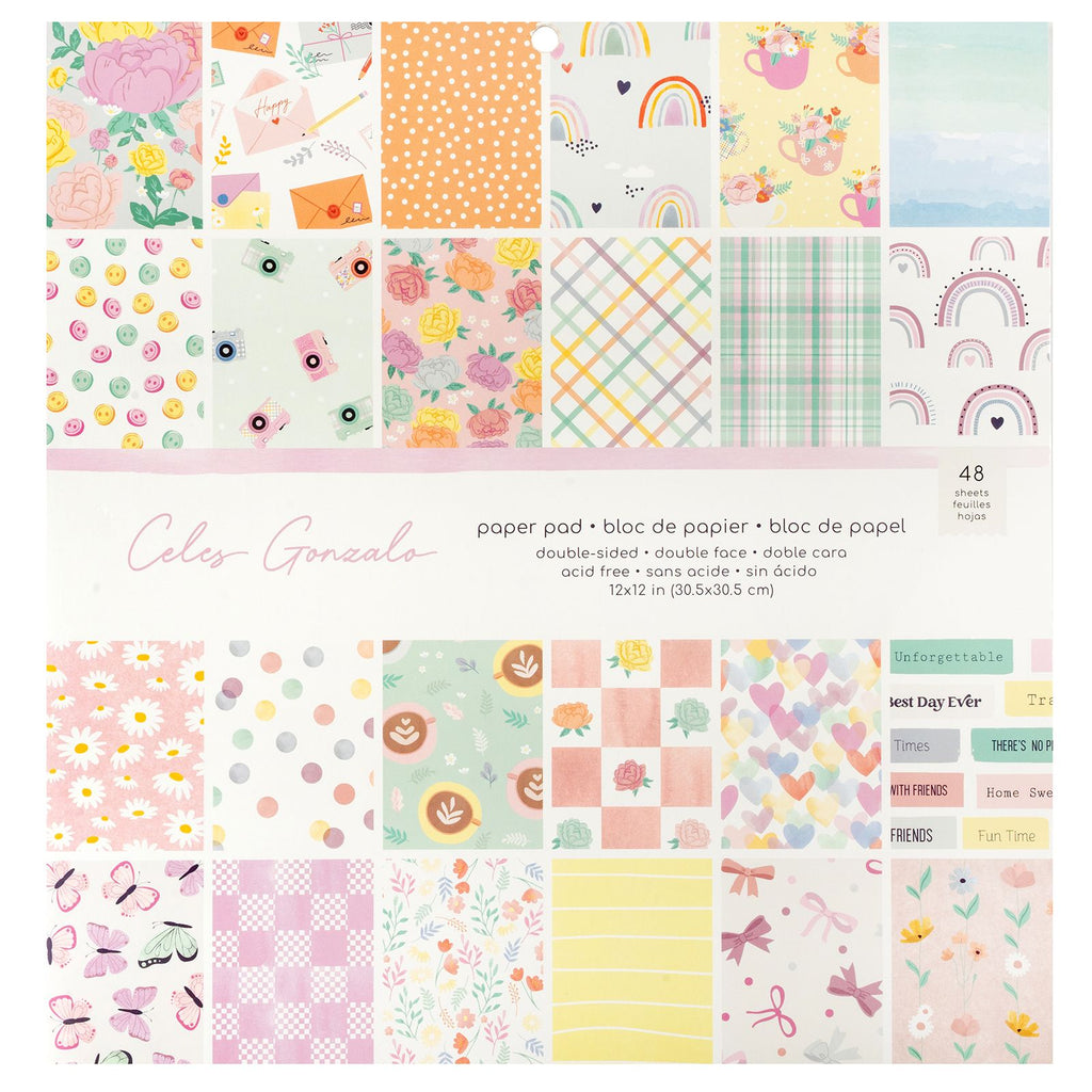 PAPER PAD - AC - CELES GONZALO - RAINBOW AVENUE - 12 X 12 - DOUBLE-SIDED (48 SHEETS)