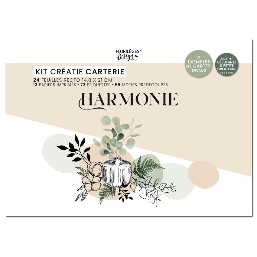 Kit creativo 12 tarjetas HARMONIE, de Marca  Florilèges Design.