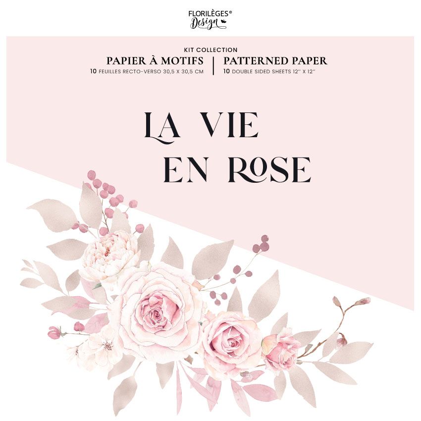 Kit de Papeles de LA VIE EN ROSE, de Marca  Florilèges Design.