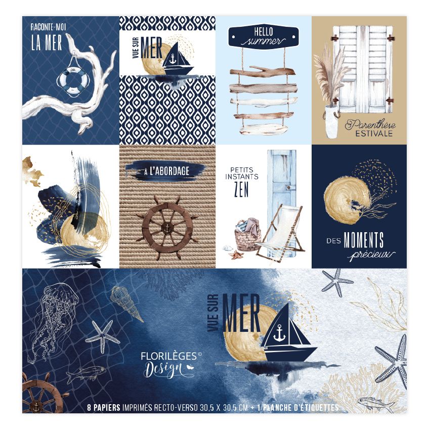 Kit de papel impreso VISTA AL MAR, de Marca  Florilèges Design.