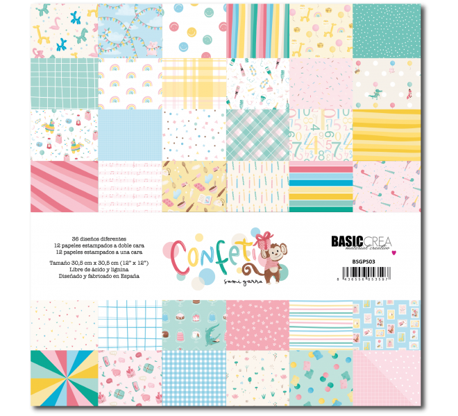 Stack Papel  "Confeti", 24 hojas, Sami Garra