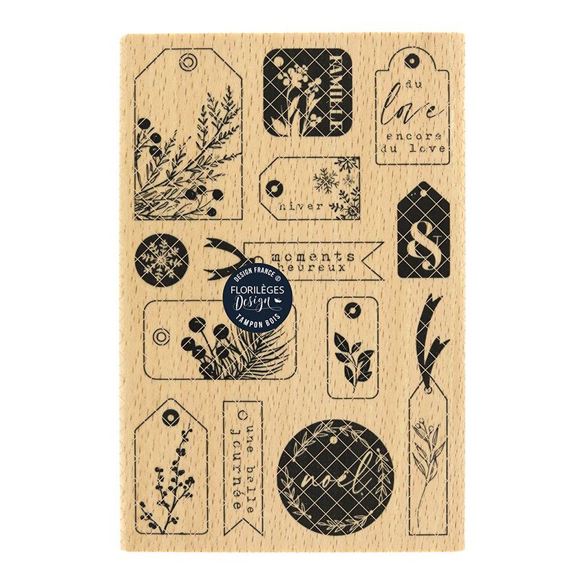 Sello de madera ETIQUETAS DE INVIERNO, de Marca  Florilèges Design.