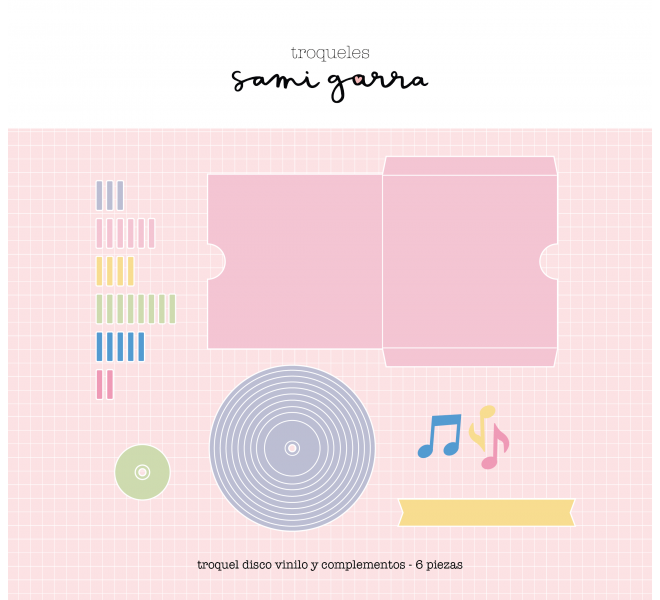 Troquel disco vinilo - 6 piezas - OH HAPPYDAY, Sami Garra