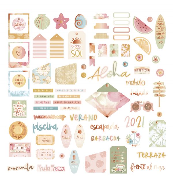 Die cuts de Colección Aloha, Tags y Palabras